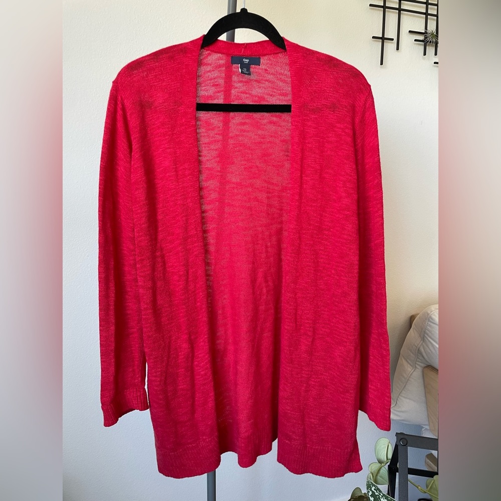 Red Knit Cardigan - M